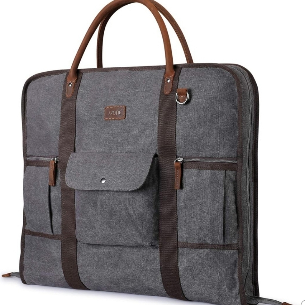 Weekender bundle, garment bag, dopp kit, manicure kit, bottle opener